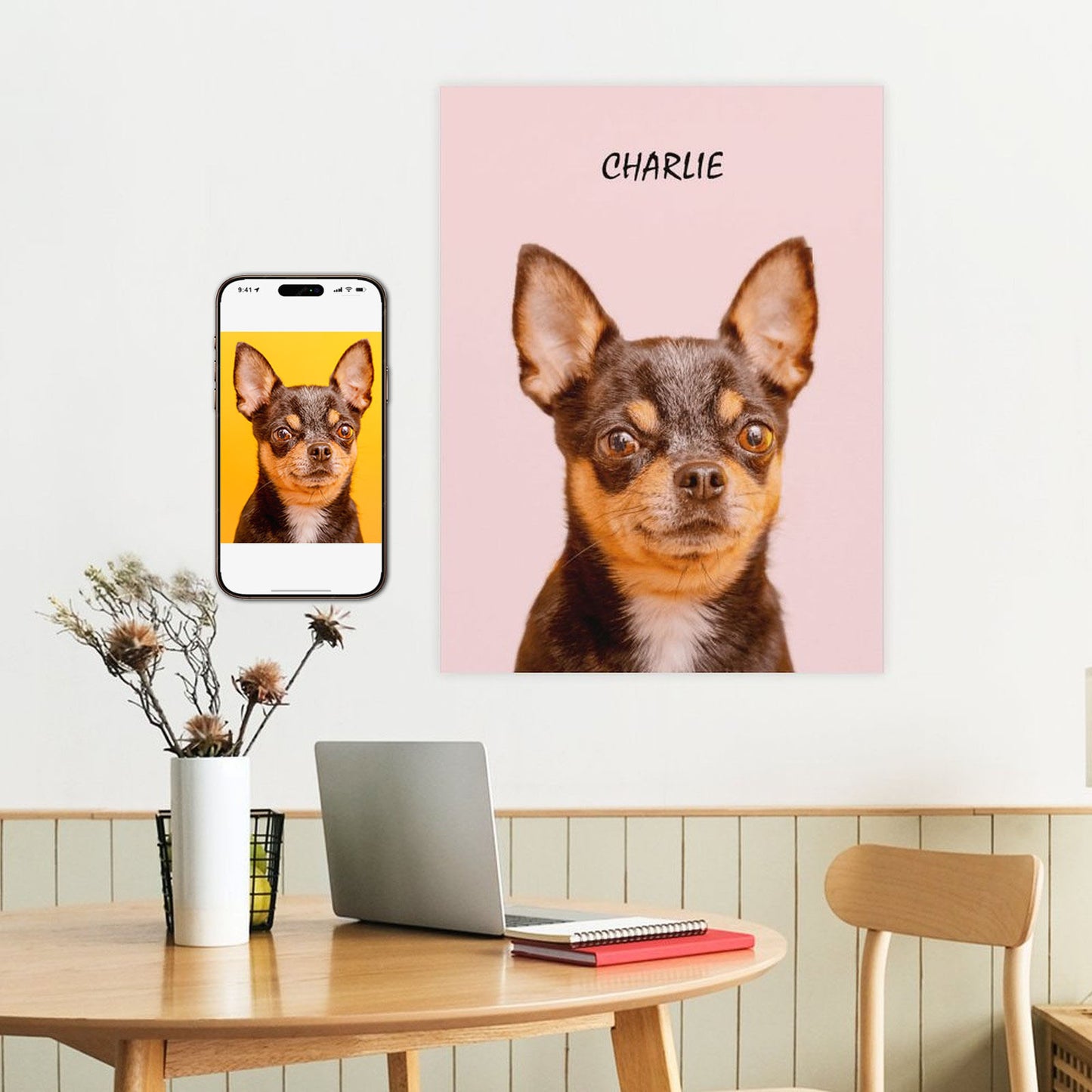 Custom Modern Pet Portrait With Your Photo