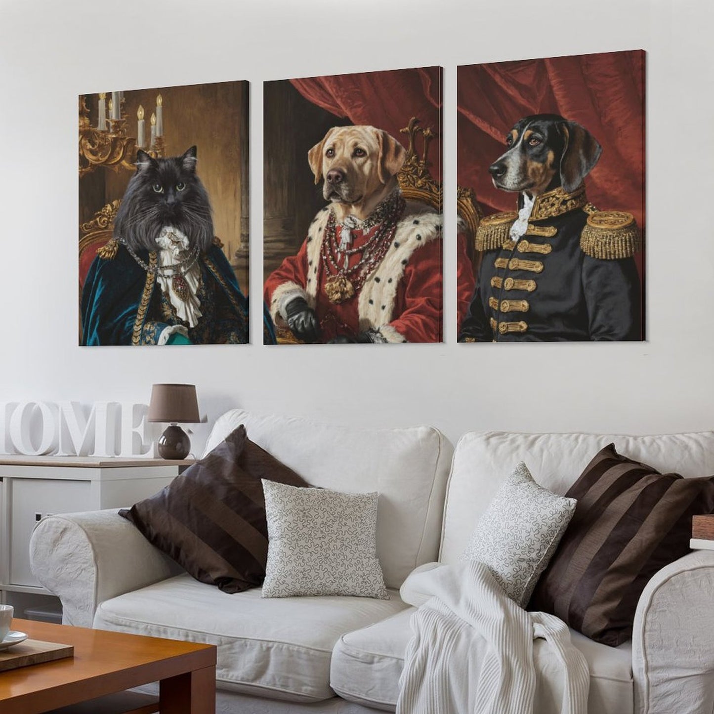 King & Queen & General - Custom Multi-Panel Pet Portrait With Your Photo