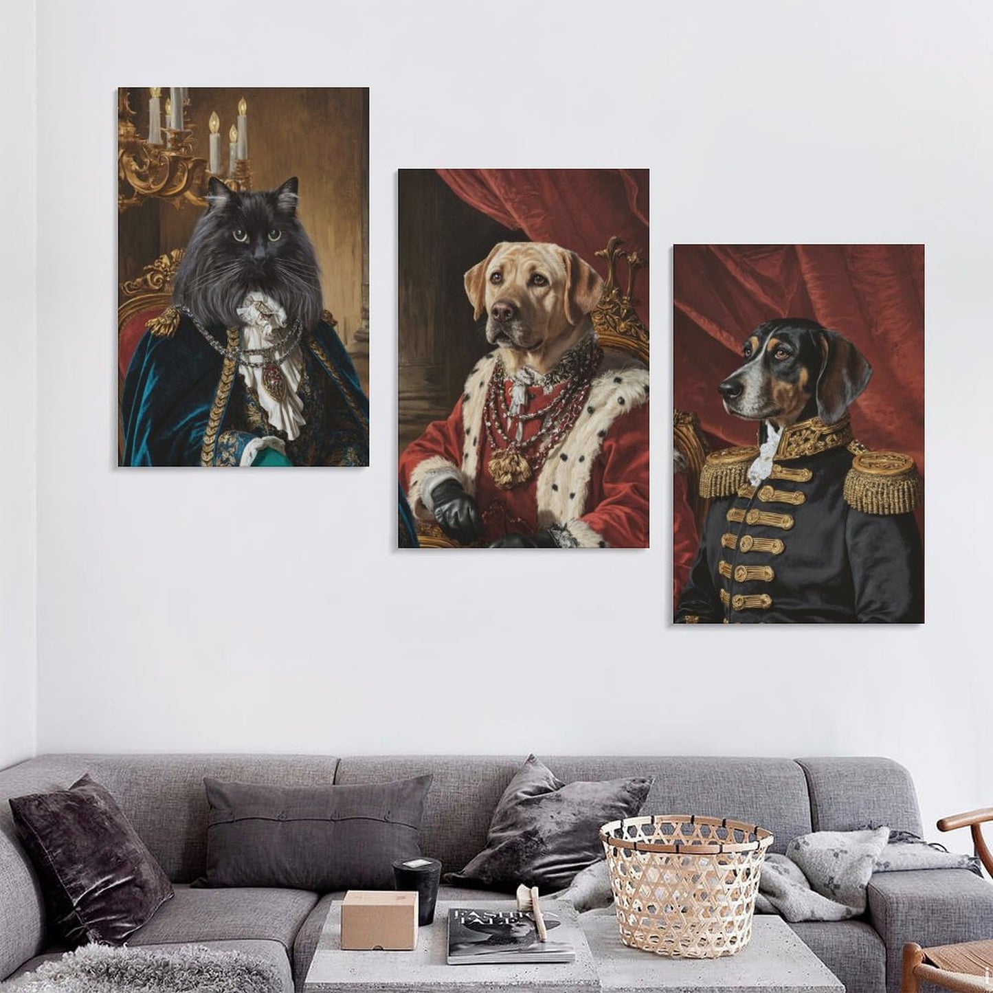 King & Queen & General - Custom Multi-Panel Pet Portrait With Your Photo