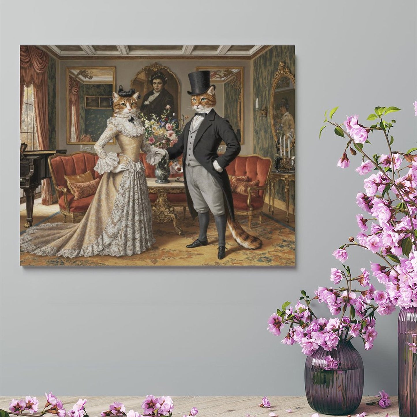 Lady and Gentleman - Custom Pet Portrait With Your Photo
