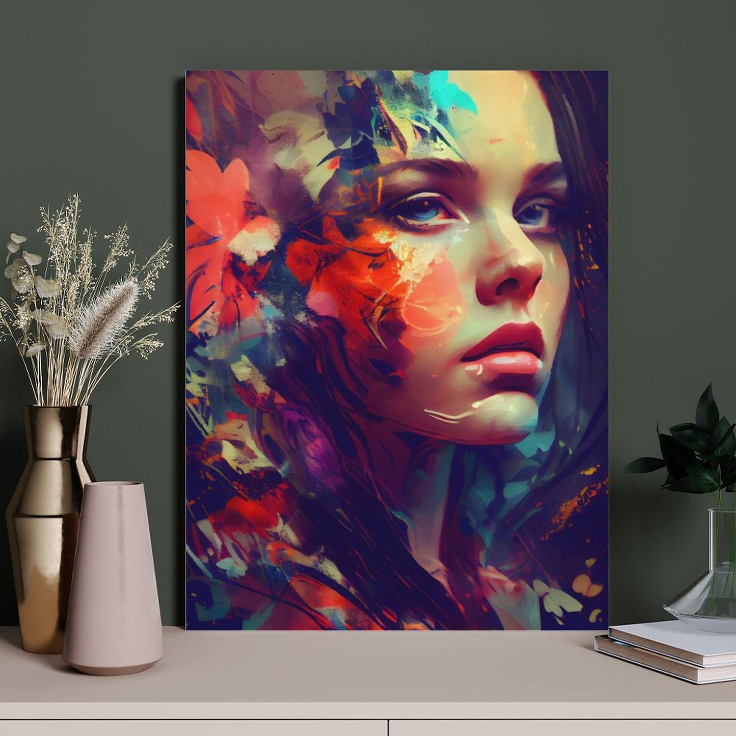 Abstract Colors And Beautiful Girl Canvas Prints