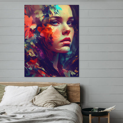 Abstract Colors And Beautiful Girl Canvas Prints