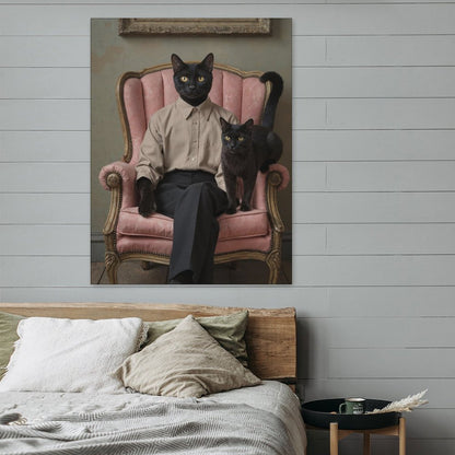 Cat & Owner - Custom Pet Portrait With Your Photo