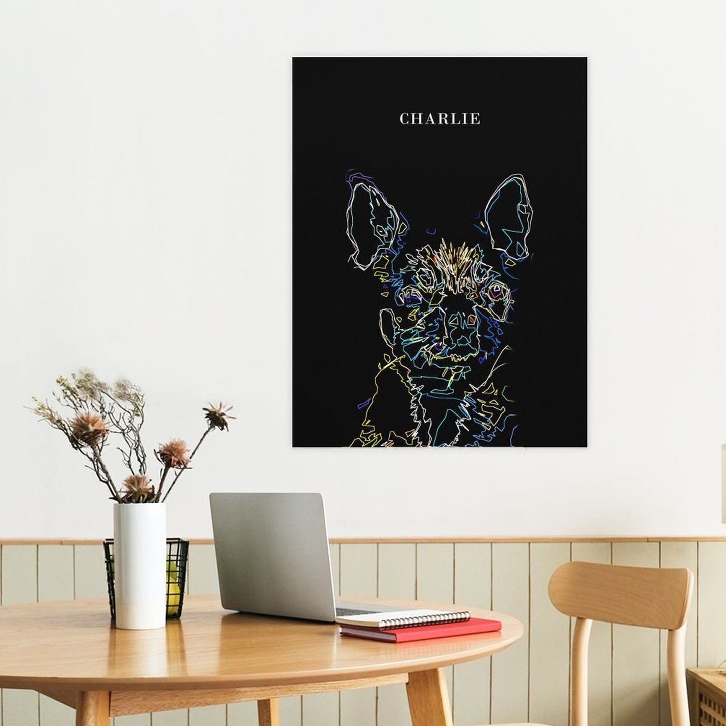 Custom Abstract Lines Pet Portrait With Your Photo