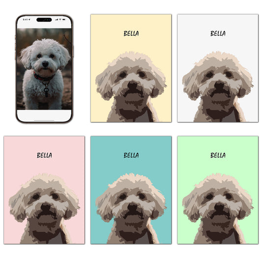 Custom Cartoon Style Modern Pet Portrait With Your Photo