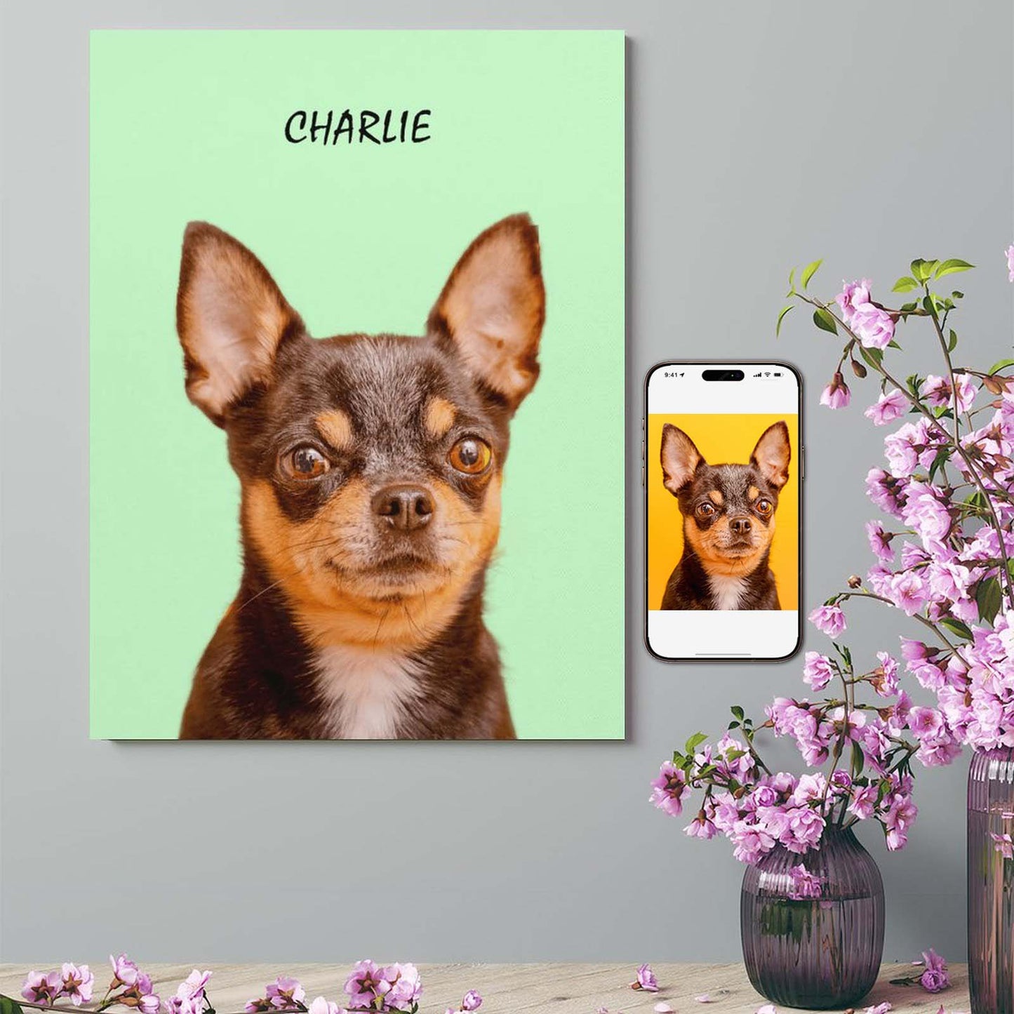 Custom Modern Pet Portrait With Your Photo