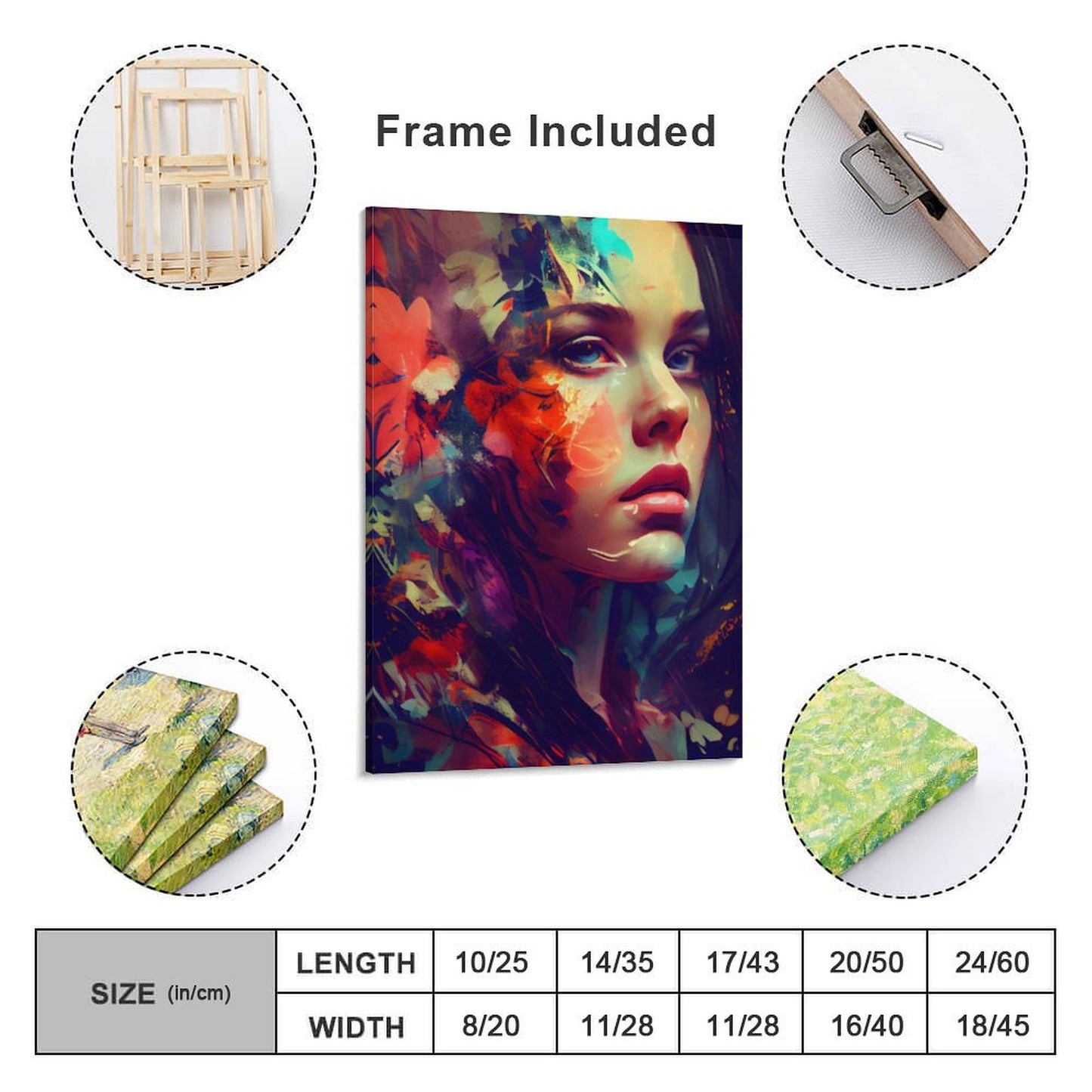 Abstract Colors And Beautiful Girl Canvas Prints
