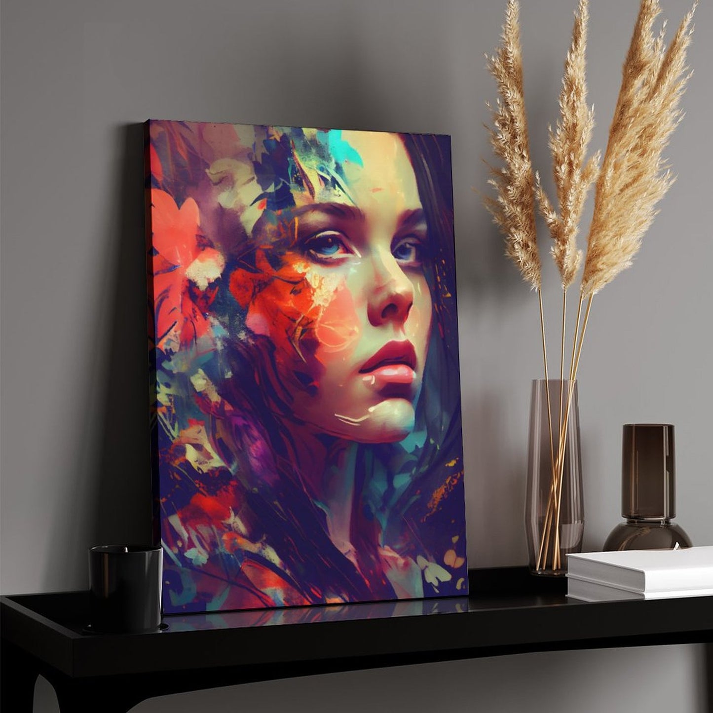 Abstract Colors And Beautiful Girl Canvas Prints
