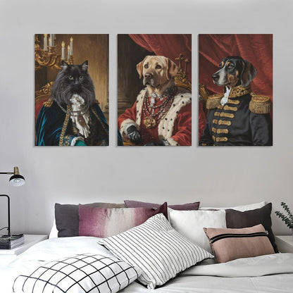 King & Queen & General - Custom Multi-Panel Pet Portrait With Your Photo