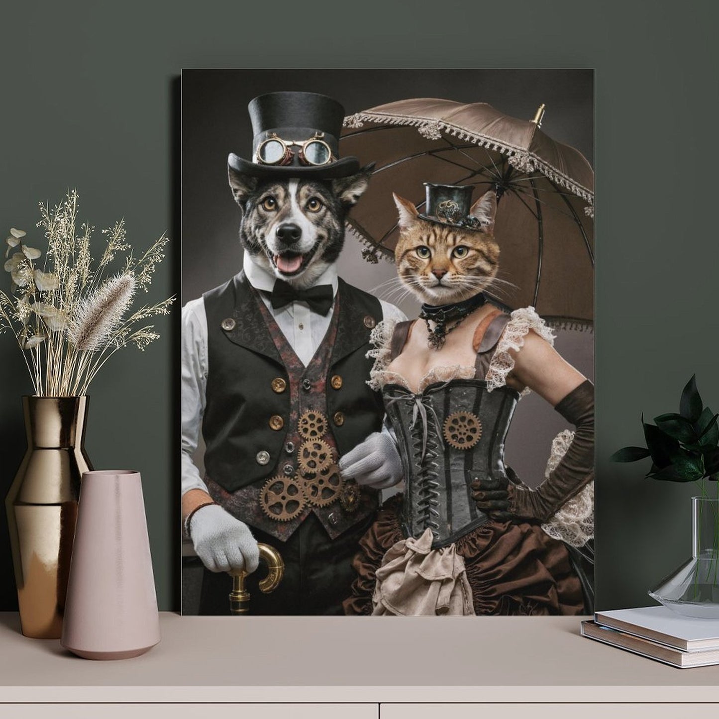 Steampunk Couple - Custom Pet Portrait With Your Photo