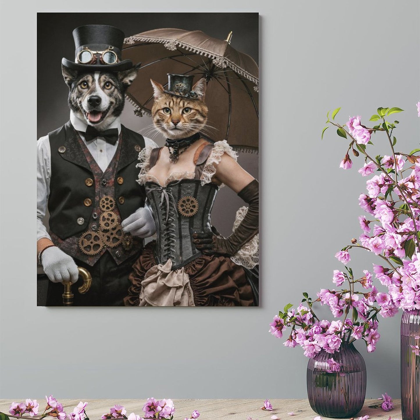 Steampunk Couple - Custom Pet Portrait With Your Photo