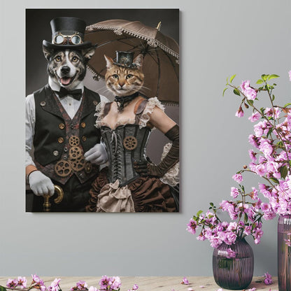 Steampunk Couple - Custom Pet Portrait With Your Photo