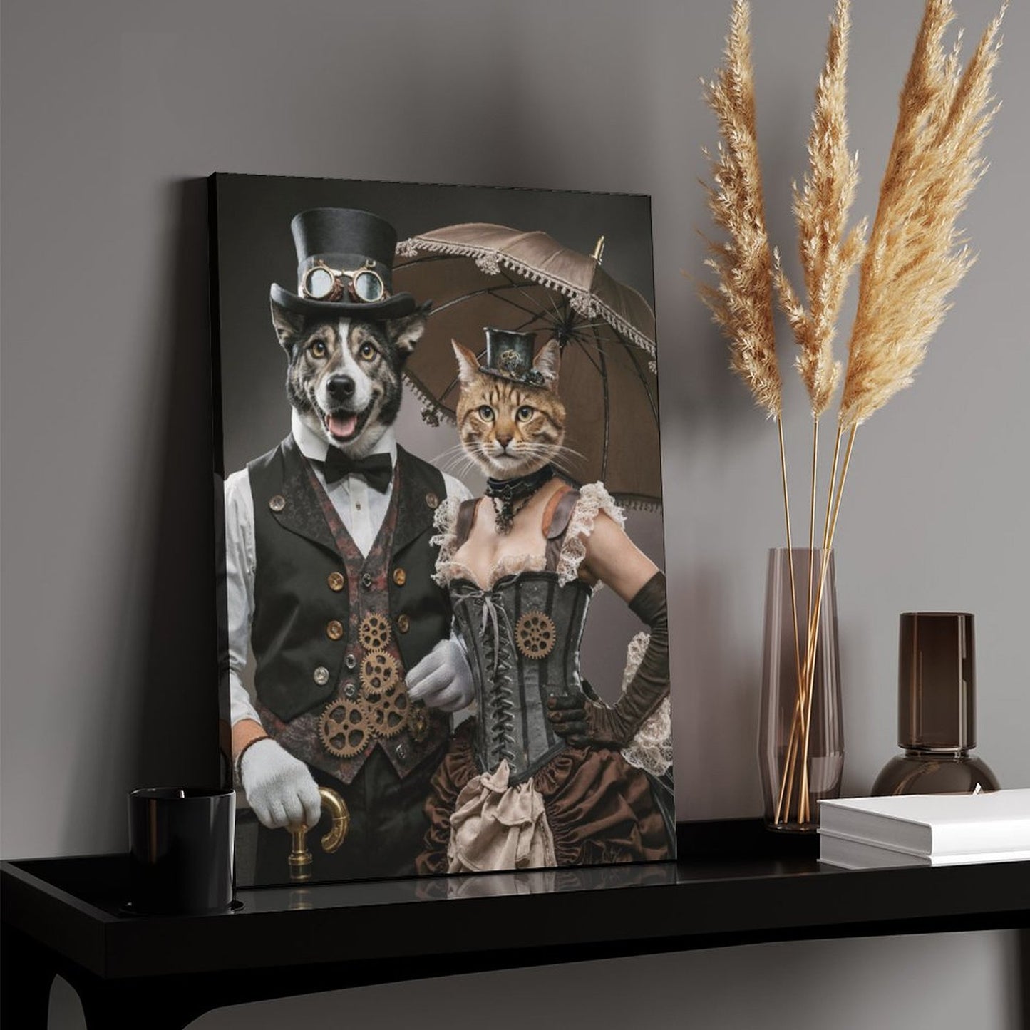Steampunk Couple - Custom Pet Portrait With Your Photo