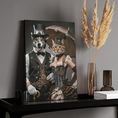 Steampunk Couple - Custom Pet Portrait With Your Photo