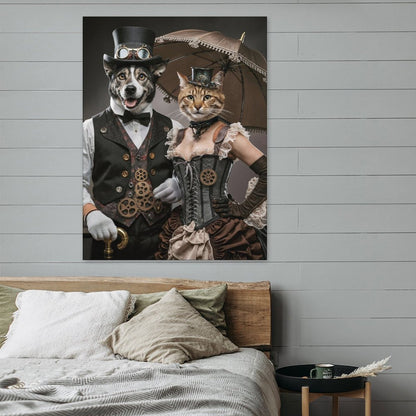 Steampunk Couple - Custom Pet Portrait With Your Photo