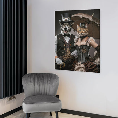 Steampunk Couple - Custom Pet Portrait With Your Photo