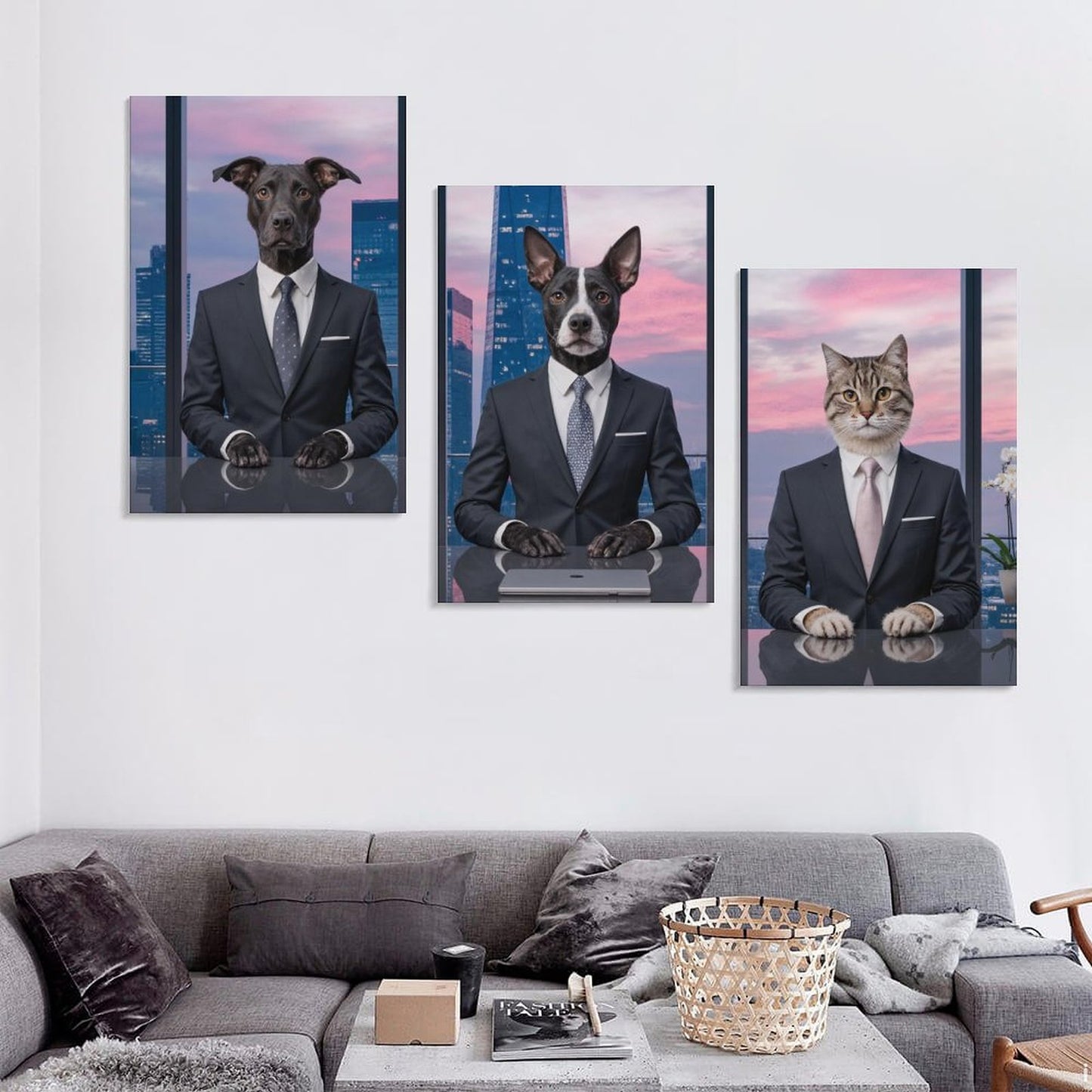 Three Interviewers - Custom Multi-Panel Pet Portrait With Your Photo